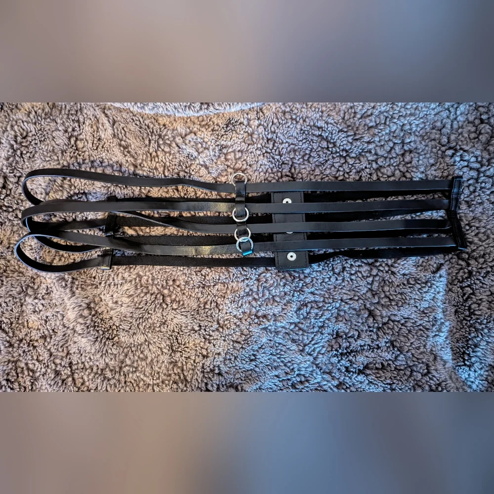 PLUS SIZE Black Caged Belt w/Snap Buttons 3x? - Picture 6 of 11